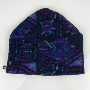 Vintage Turtle Fur Fleece Winter Beanie Hat Purple & Black Aztec 90’s USA Made